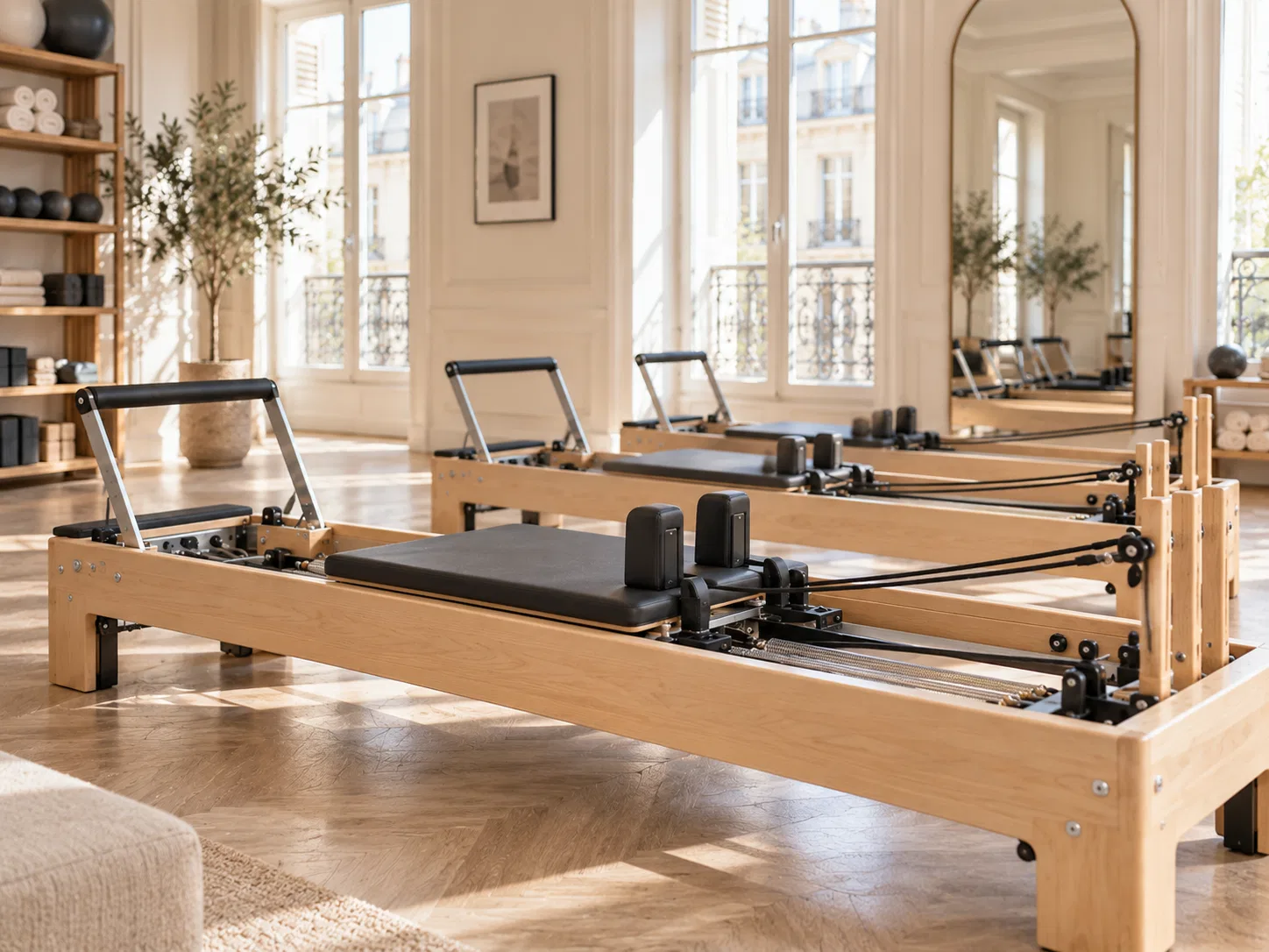 Machines Pilates Reformer dans un studio professionnel